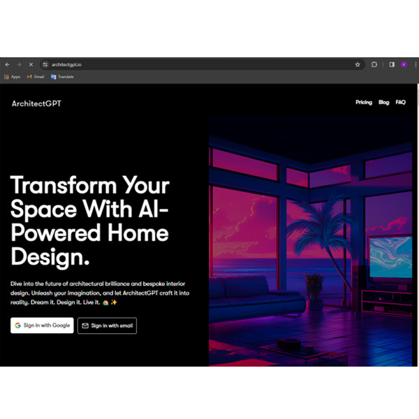 صفحه اصلی وبسایت ArchitectGPT
