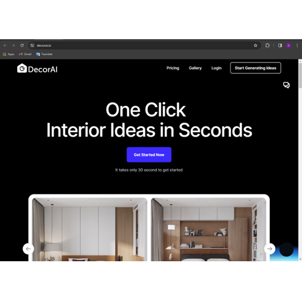 صفحه اصلی وبسایت Decor AI