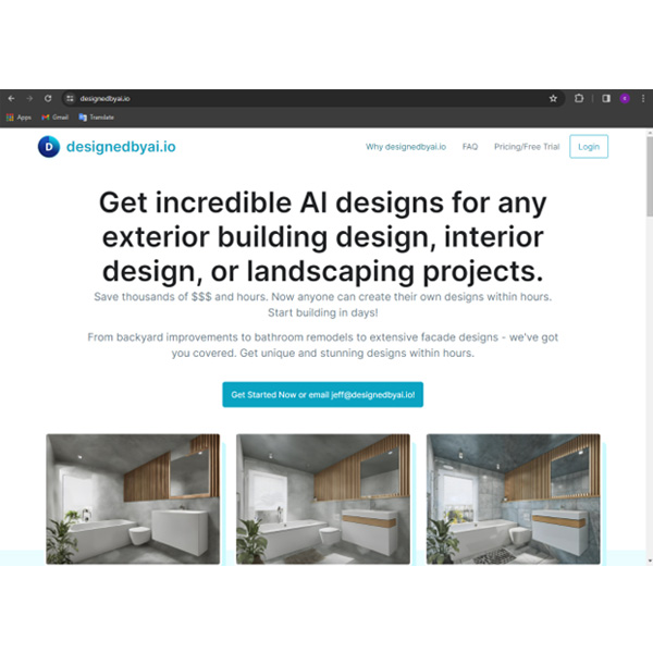 فضای کار با وبسایت Designedbyai.io