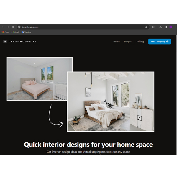 فضای کار با وبسایت Dreamhouse AI